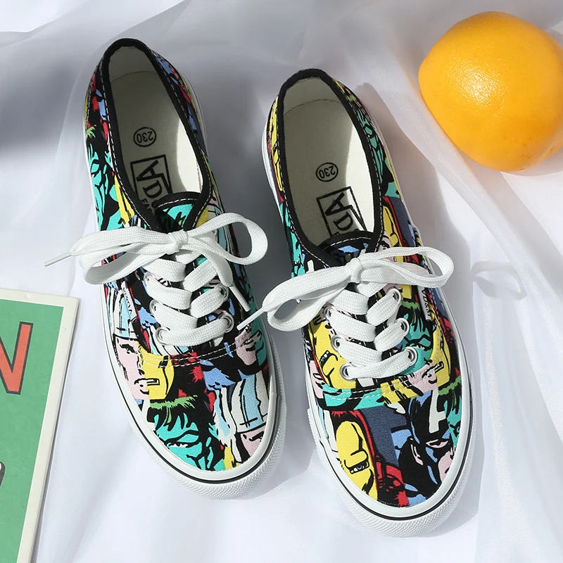 Woman Shoes Canvas Colorful Sneakers Casual Fashion Lace Up Flats Breathable For Woma | Обувь