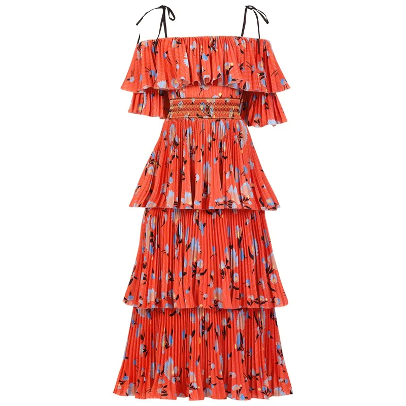Богемное красное платье макси с цветочным принтом для женщин летнее