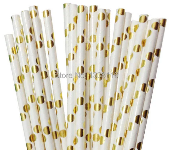 25 шт. Экологичные фольга серебро/золото бумага соломинки для свадебной вечеринки