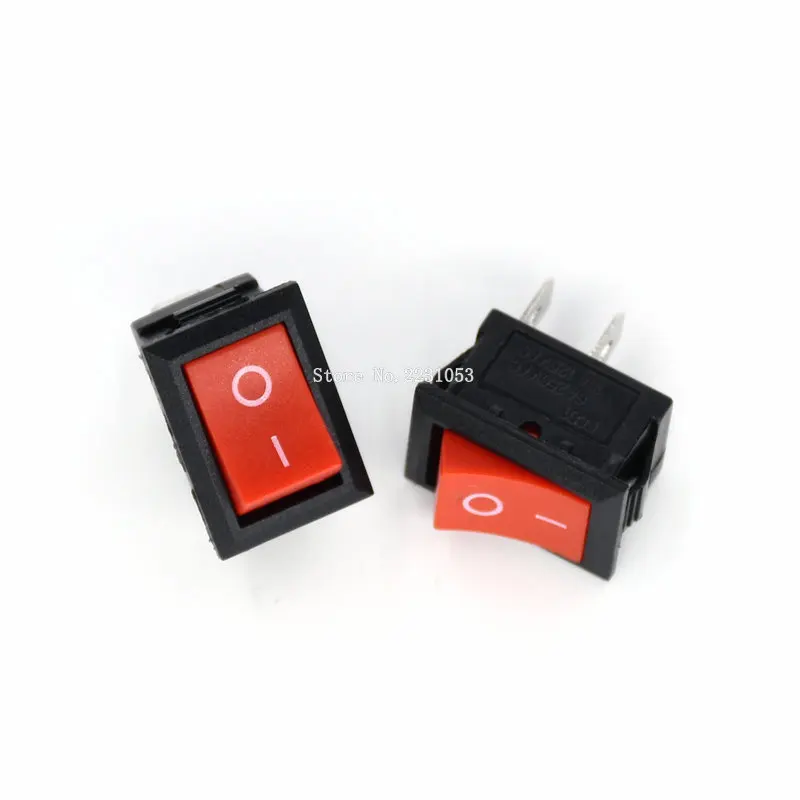 

10PCS/LOT 15*21mm 2 Pin SPST ON/OFF Boat Rocker Switch 6A-10A 110V 250V KCD1-101 Snap-in Red Rocker Switches 117S