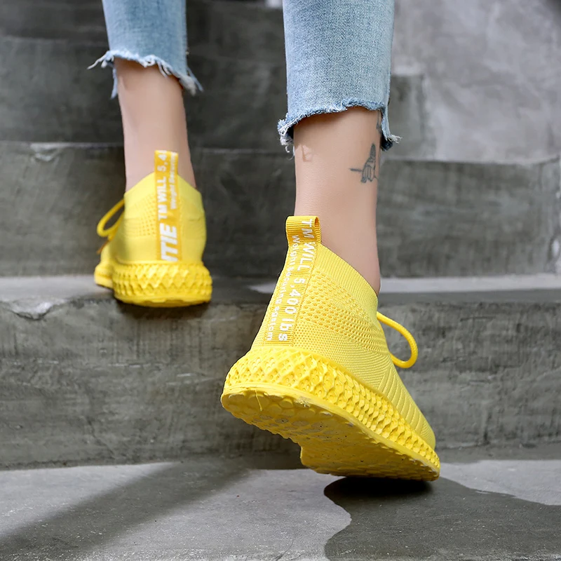 

Fashion Air Mesh Sneakers Women Shoes Woman Breathable Lace Up Vulcanized Shoes Stretch Fabric Casual Shoes Female Ladies Flats