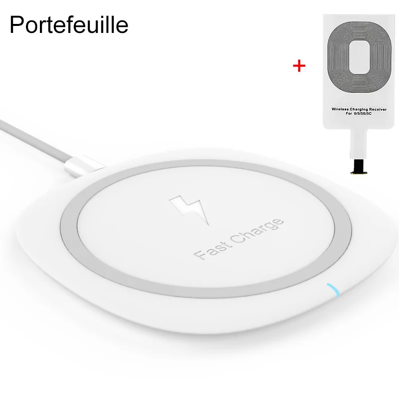 Portefeuille для iPhone Qi Беспроводное зарядное устройство Apple X 8 Plus 7 6 S 10 5 5S SE 5C Комплект