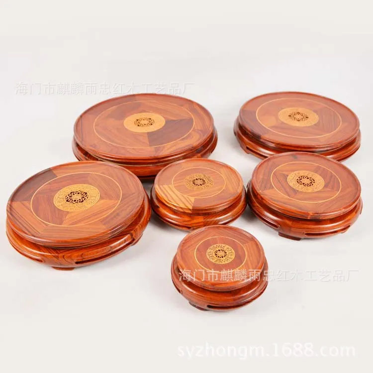 Rosewood red sandalwood carvings odd potted jade vase teapot wood statues turntable rotatable base | Дом и сад