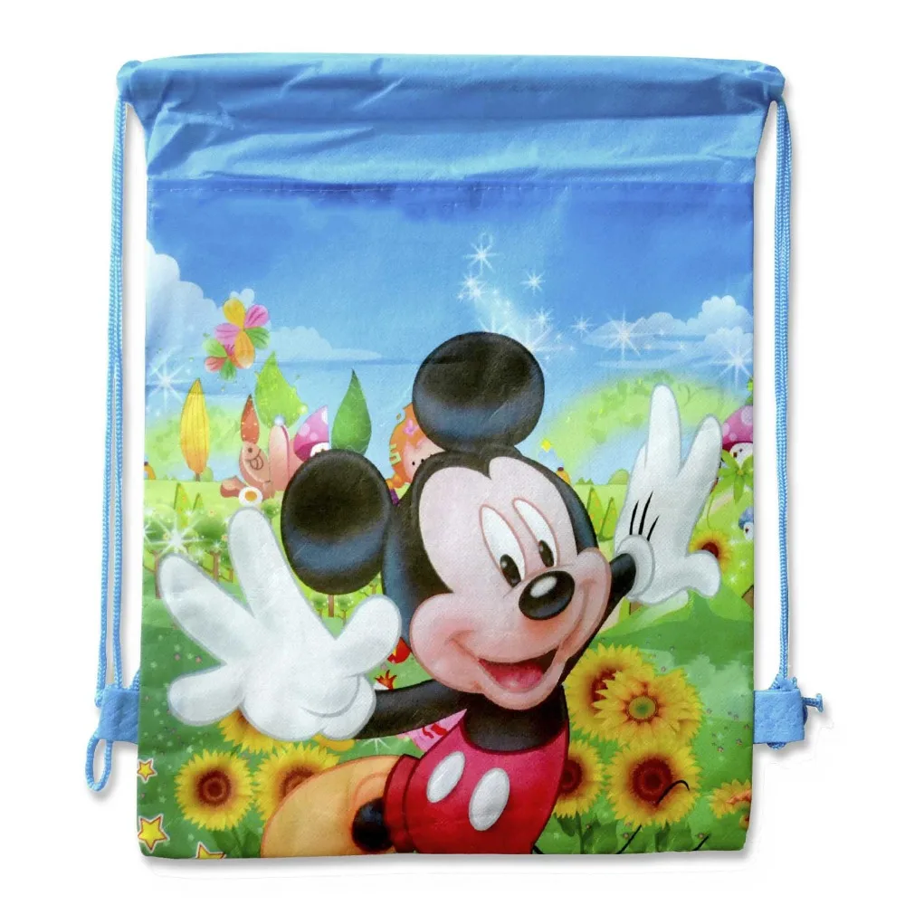 Gift bags Minnie Mickey Moana Trolls non-woven bag fabric backpack child travel school decoration mochila drawstring Cartoon | Дом и сад