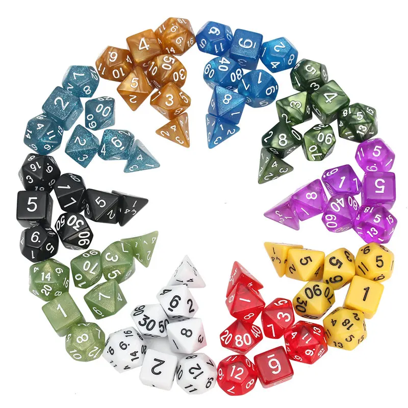 Набор из 20 кубиков для настольных игр 4D 6D 8D 10D 12D 20D с мешочком 70 шт. многогранных