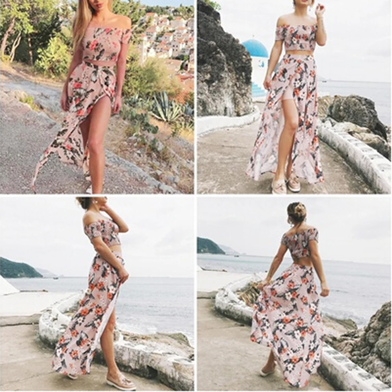 Женское летнее шифоновое платье из 2 частей короткий топ с вырезом лодочкой +