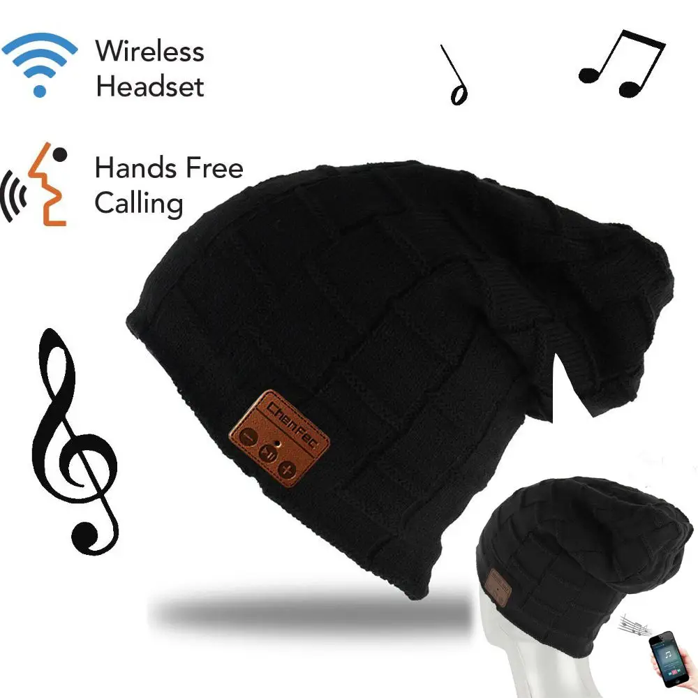 Беспроводные Bluetooth наушники музыкальные шапки смарт гарнитура теплые зимние с