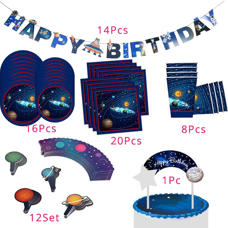 Mix Sets WEIGAO космический Космос планета галактика вечерние одноразовые наборы посуды для декора ракета, космонавт тематический Декор для детской вечеринки на день рождения - Цвет: Mix Sets