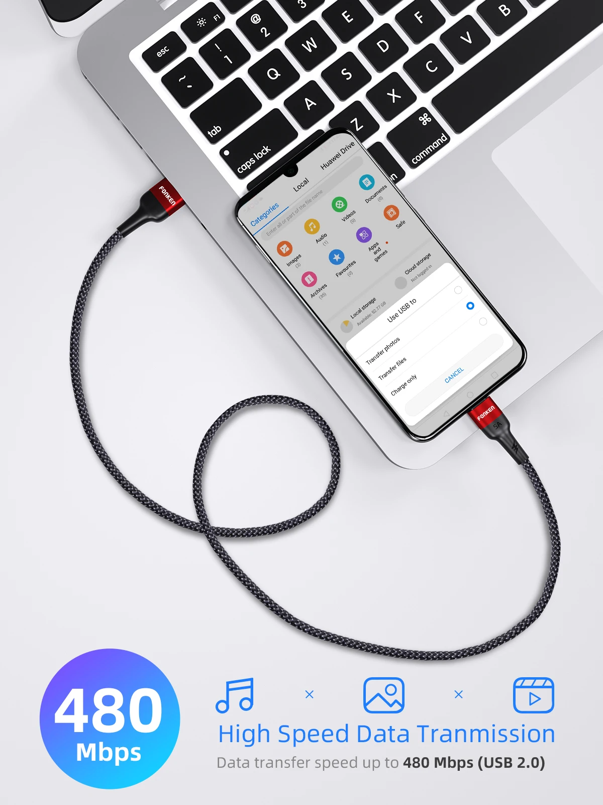 FONKEN 5A usb type-C кабель 40 Вт Супер зарядка USB C провод для HUAWEI P30 MATE 20 PRO быстрое зарядное устройство type-C 1 м 2 м кабели для телефонов Android