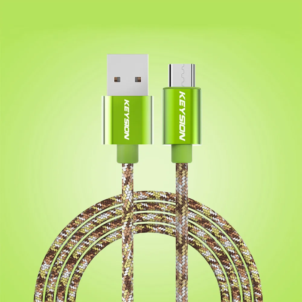 Зеленый KEYSION Micro USB кабель 2.4A нейлон Быстрая зарядка USB кабель для передачи данных для samsung Xiaomi Tablet Android мобильный телефон usb зарядный шнур - Цвет: Зеленый