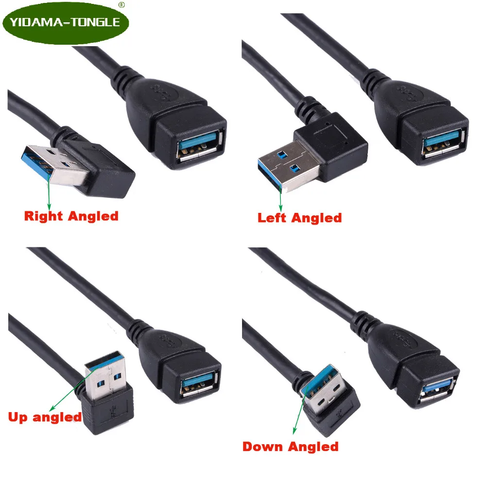 90 градусов угол USB 3 0 правый/левый вверх/вниз удлинитель адаптер Папа мама шнур
