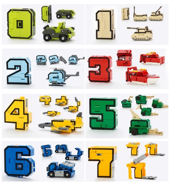 15pcs Number Robot Transformation Alphabet Dinosaur Animal Educational Action Figures Building Block Model Kids Toys gift | Игрушки и