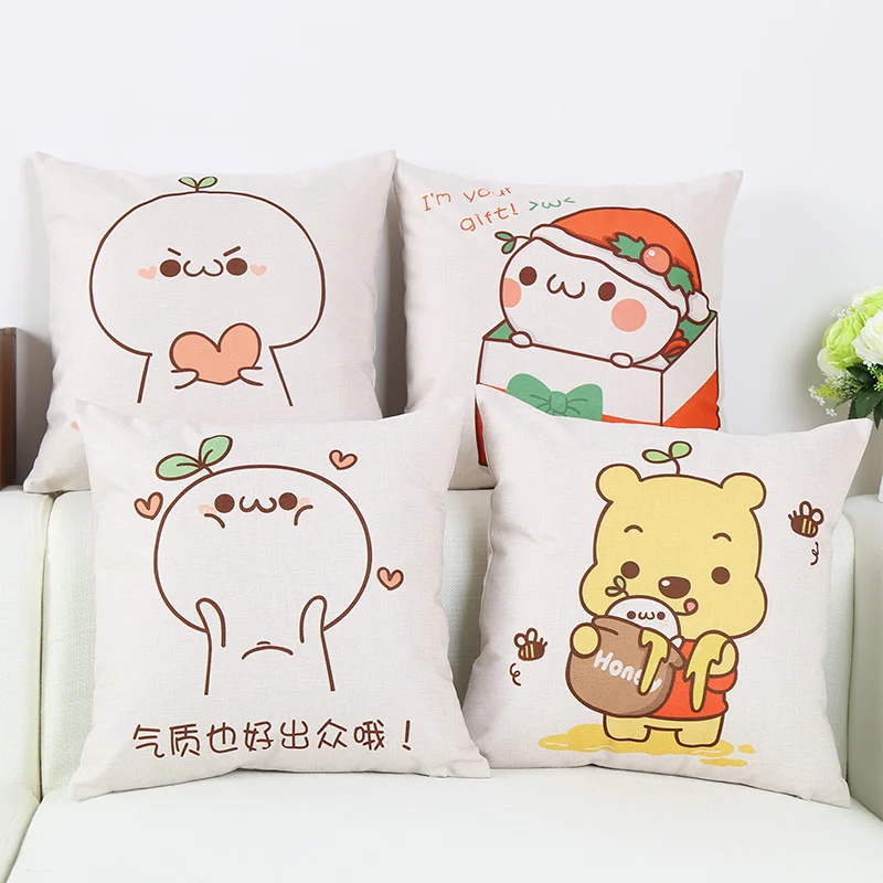 45 см * Emoticon Kaomoji грубые цвета текст стиль льняная наволочка для дивана домашний