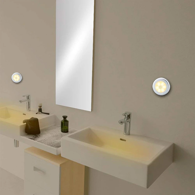 2021 LED Motion Sensor Night Light Indoor round lamp for Hallway Bathroom Bedroom Stairs Corridor | Лампы и освещение
