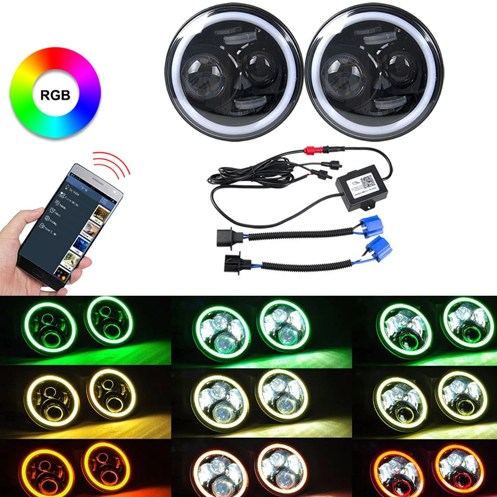 RGB 60 Вт 7 &quotкруглый светодиодный фонарь дальнего света для Jeep Land Rover Defender |