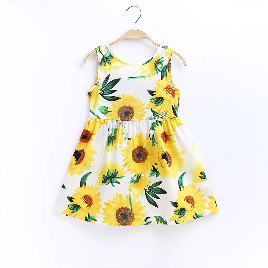 Toddler Baby Kids girls princess dress Sleeveless Sunflowers Dress Princess Dresses Clothes prinsessenjurken meisjes #S20 | Детская