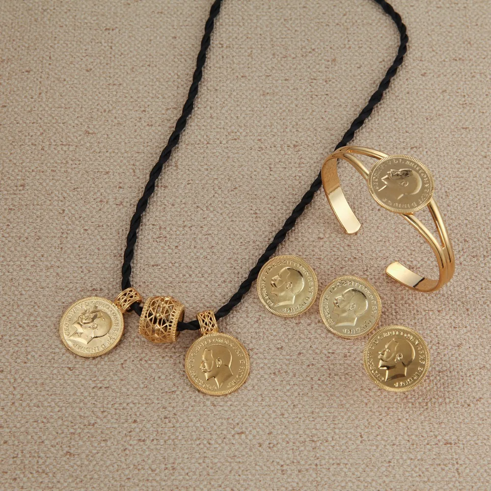Набор ювелирных изделий с монетами из эфира 24 к золотого цвета для свадьбы и