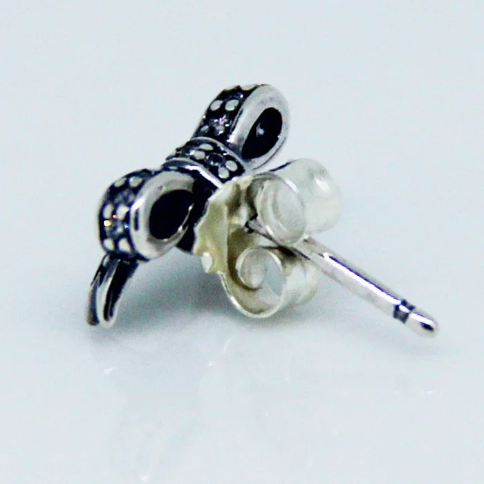 

Sparkling Bow Stud Earring With Clear Cubic Zirconia 100% 925 Sterling Silver Jewelry For Women Free Shipping