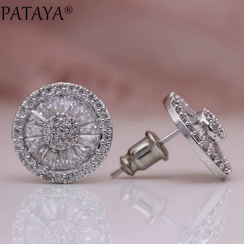 PATAYA, новинка, длинные женские серьги с жемчугом, модные, уникальные, Настоящее Белое золото, свадебные украшения, натуральный циркон, двойное использование, серьги-гвоздики