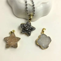 natural stone crystal quartz starfish four leaf clover pendant for jewelry making merry christmas gift 1pcs