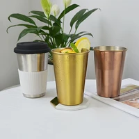 stainless steel mugs coffee milk juice cup silver rose gold portable cup with silicone lid anti scalding sleeve drinkware 500ml