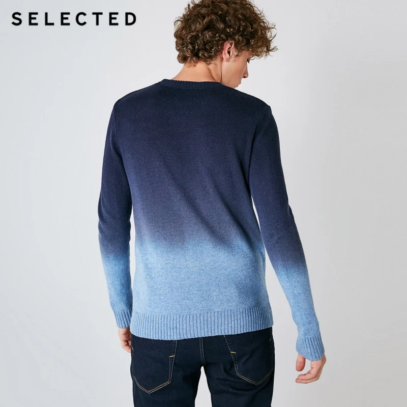 SELECTED Men's Sweater Pure Wool Autumn Knit Gradual Change Business Casual Pullovers S 418425508 Мужская одежда