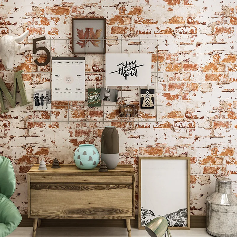 3D кирпичная настенная бумага Современная гостиная ресторан кафе магазин одежды