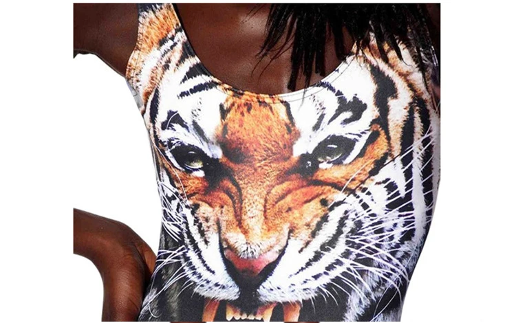 Женский купальник с принтом тигра женский цельный сексуальный боди высоким