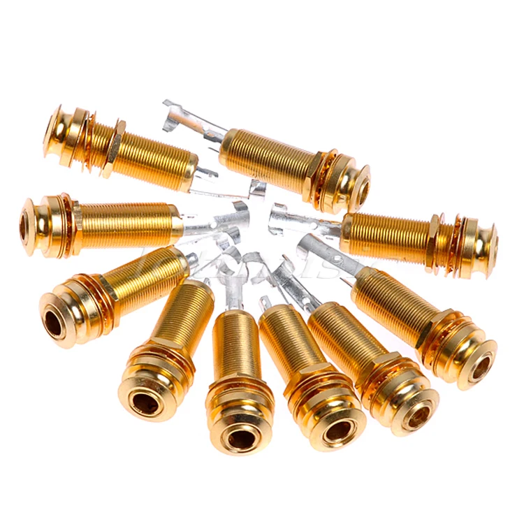 10 шт. цилиндр для гитары концевые штифты Jack GOLD 1/4|end pin jack|guitar end pinguitar jack |