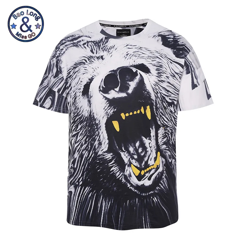 Новый стиль Мужская брендовая одежда с принтом тигра 3D Футболка мужская