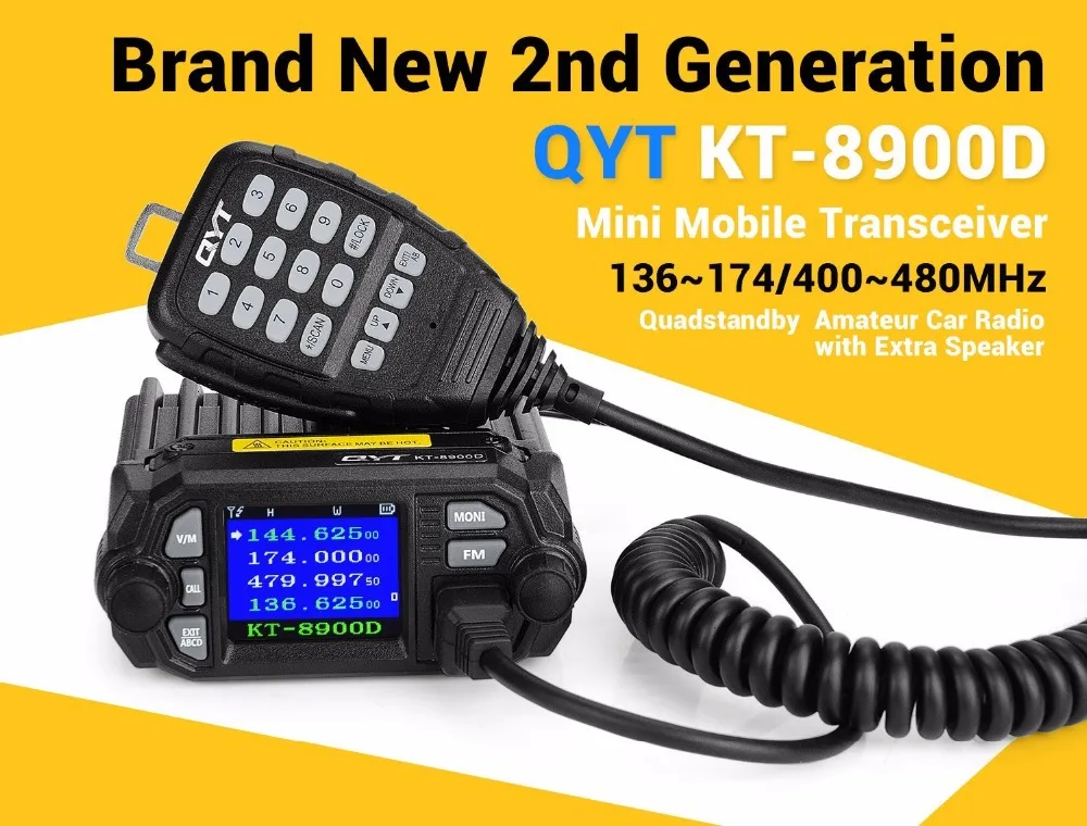 QYT KT-8900D двухдиапазонный четырехдиапазонный автомобильный радиоприемник 136-174/400-480 МГц Мобильный радиоприемопередатчик приглушенный