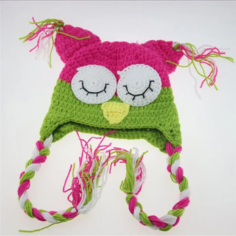 Вязаный детский комплект для фотосъемки с изображением забавной совы шапочки и