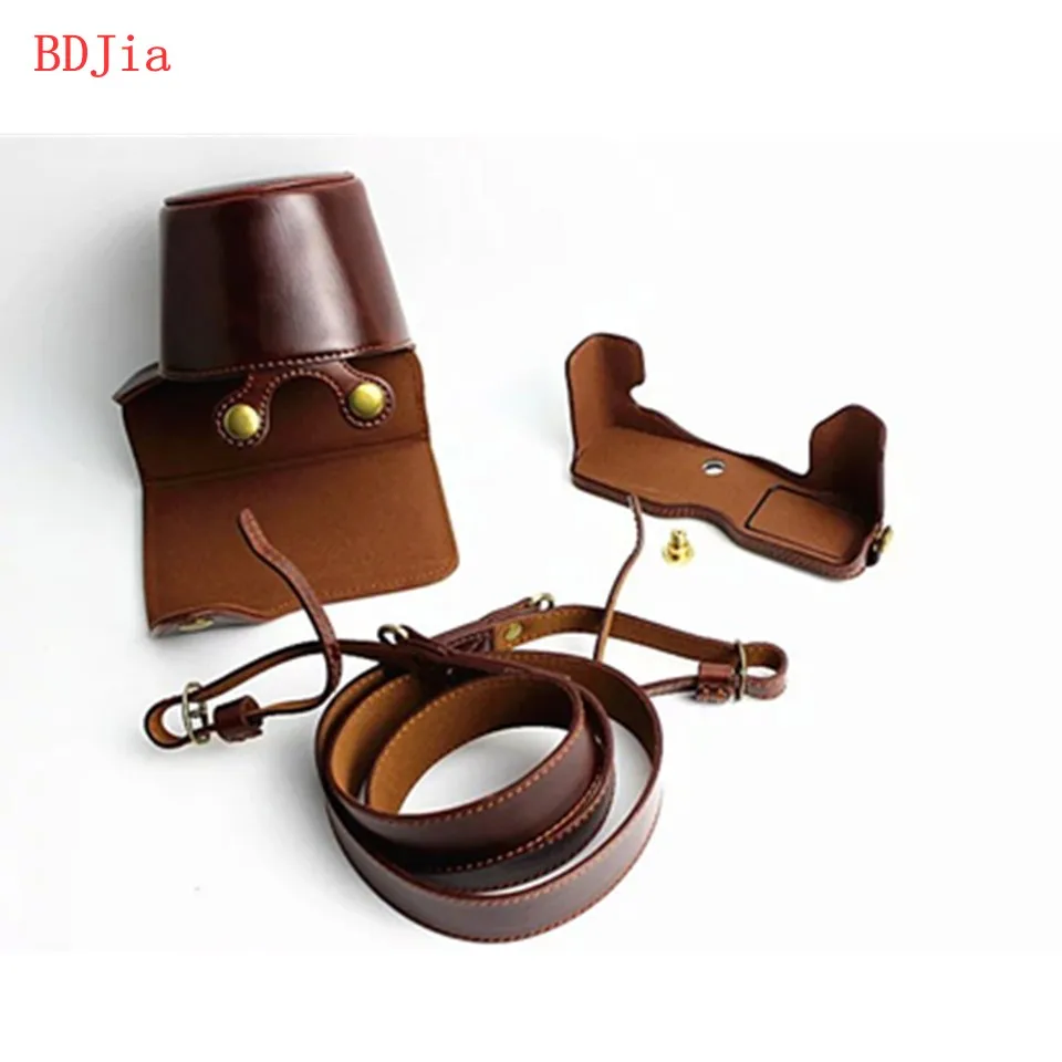 NEW!Pu Leather Camera Bag Case For Olympus PEN-F With Battery Opening+Shoulder Strap Free Shipping | Электроника
