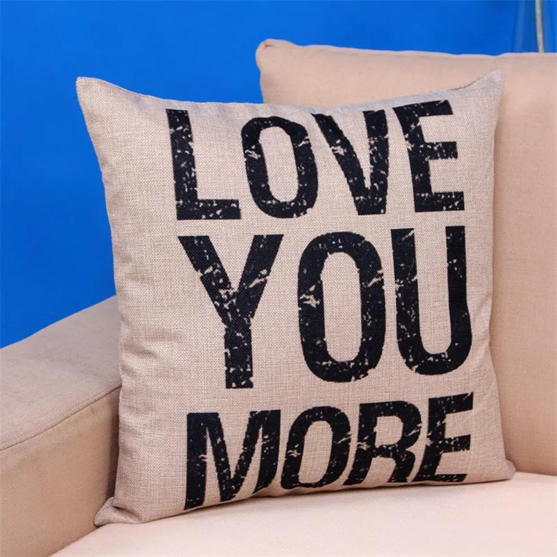 Модный стиль &quotLove you more&quot хлопчатобумажная льняная откидная подушка наволочка