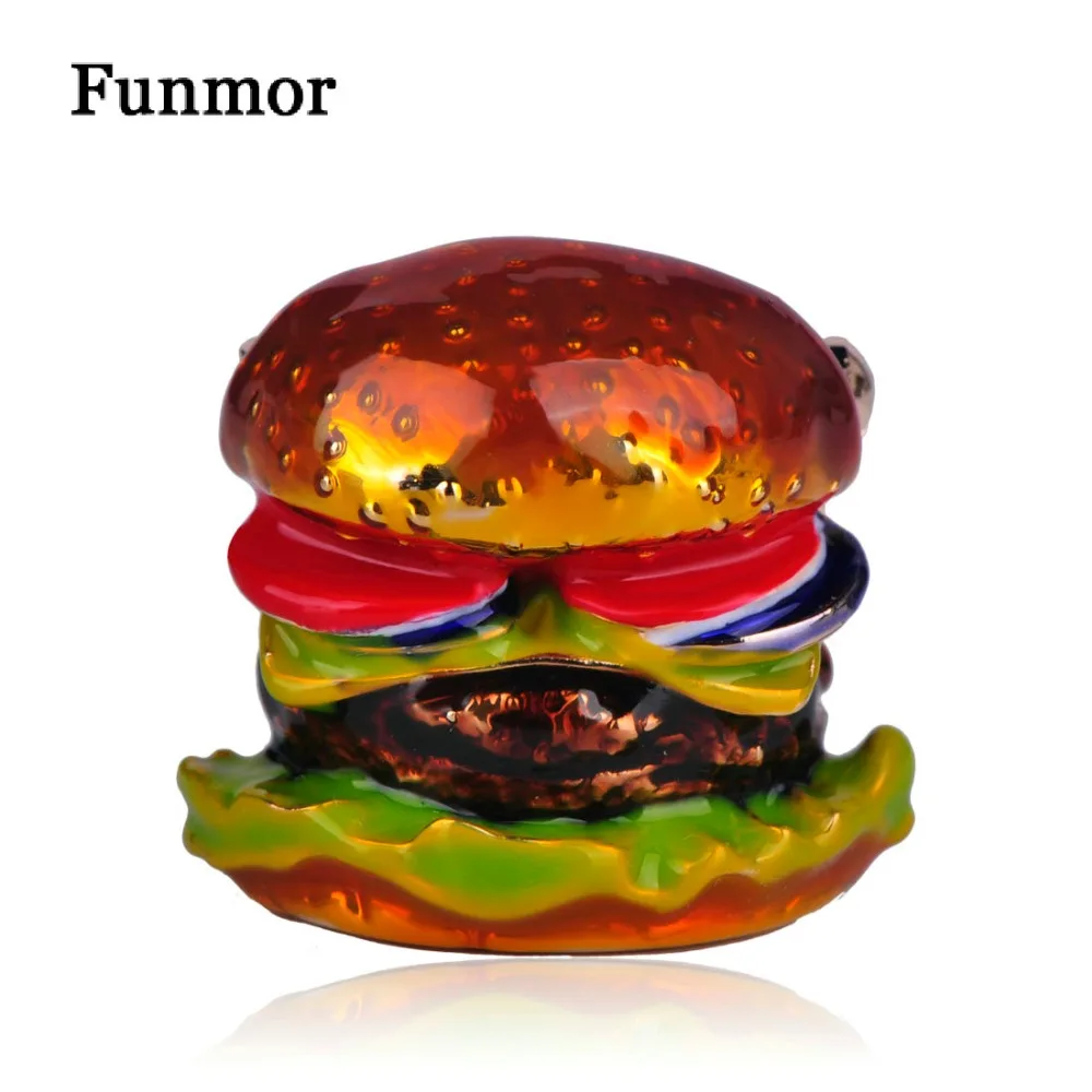 FUNMOR Реалистичная эмалированная брошь в форме гамбургера Женская Брошь стиле