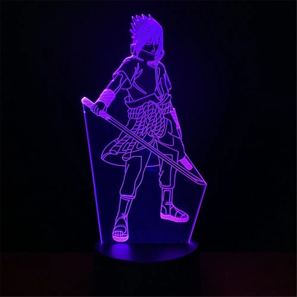 Uchiha Sasuke настольная лампа Lampara Naruto аниме фигурка детская спальня светодиодное