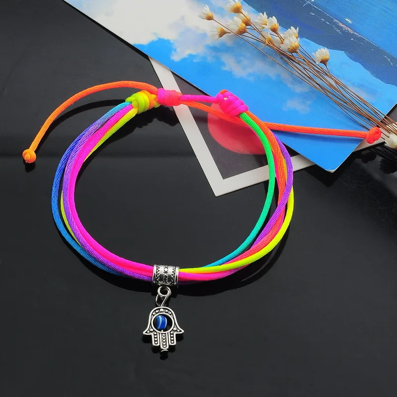 Турецкий Дурной глаз ручной работы Фатима рука амулеты Красная Нить женский