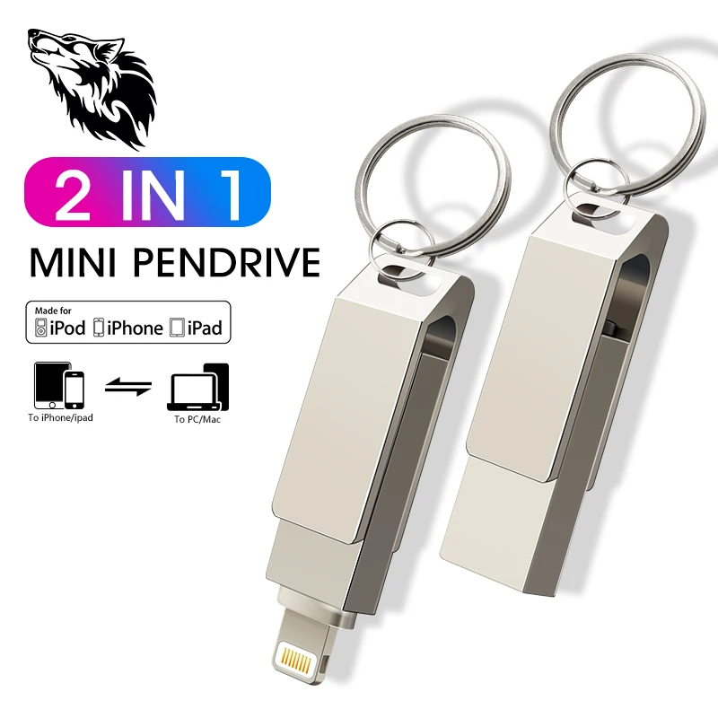 OTG USB флеш накопитель для iPhone 128 ГБ 32 высокоскоростной 64 с кольцом ключей|USB