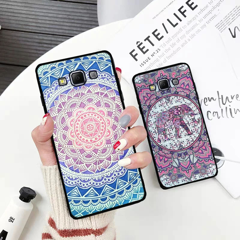 Силиконовый чехол с синей мандалой для Samsung A2 Core A3 A5 A6 Plus A7 A8 A9 A10 A30 A50 A60 A70 A10S A30S A50S