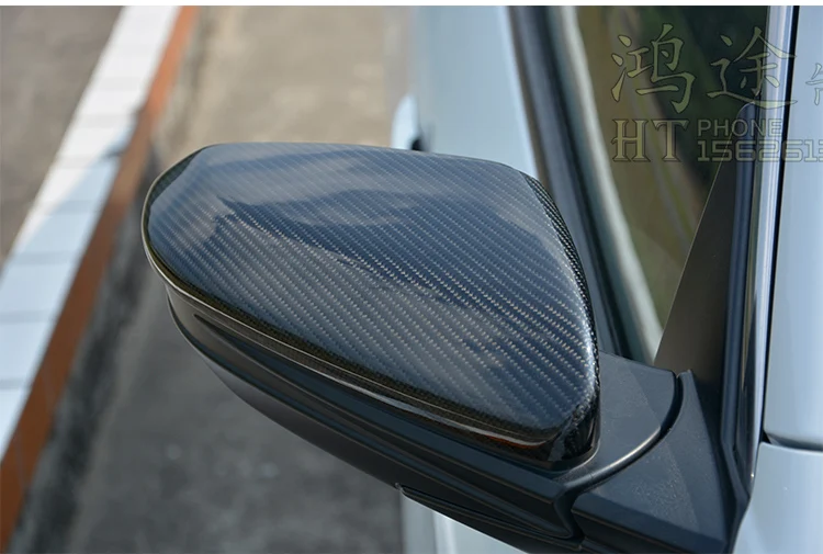 Настоящие глянцевые накладки на зеркало заднего вида из углеродного волокна для