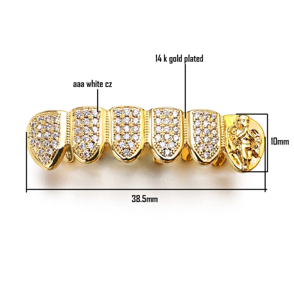 VANAXIN Панк зубы Grillz Для мужчин Jewelry молящийся Ангел зубы Caps вечерние подарок AAA со светящимся кубическим цирконием высокое качество Cool подарочной коробке