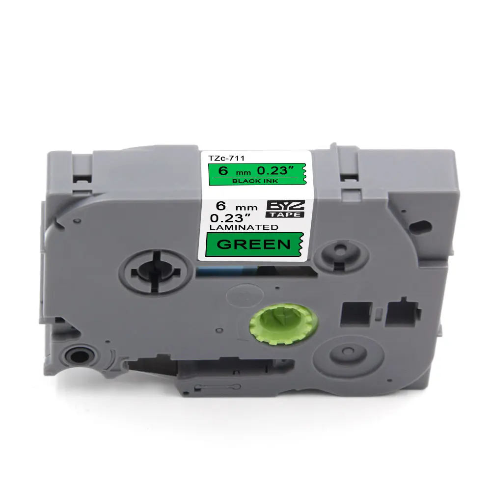 Absinic 6 мм TZe-711 TZe711 TZ Label Maker TZ-711 TZ711 черная на зеленой ламинированной ленте для