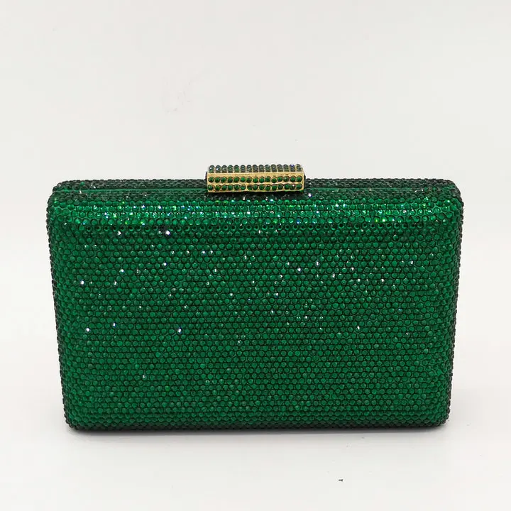 Dark Green Handbags Бутик De FGG ослепительный серебряный кристалл AB Женская сумочка для вечеринки и кошелек Свадебная вечеринка цепь сумка на плечо - Цвет: Dark Green Handbags