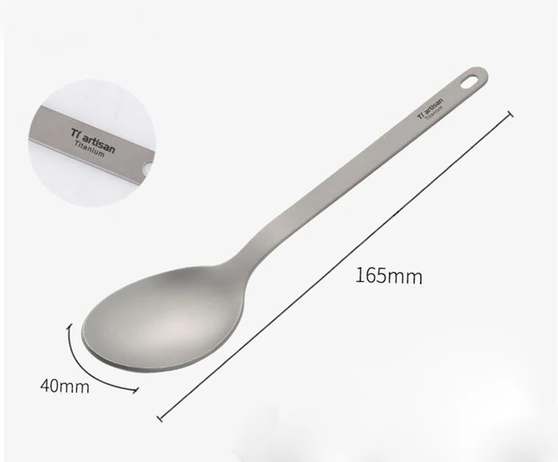 Titanium Tableware Spoon Fork Cutlery Set with Carabiner Storage Sack fo Outdoor Camping Hiking Traveling Picnic Flatware