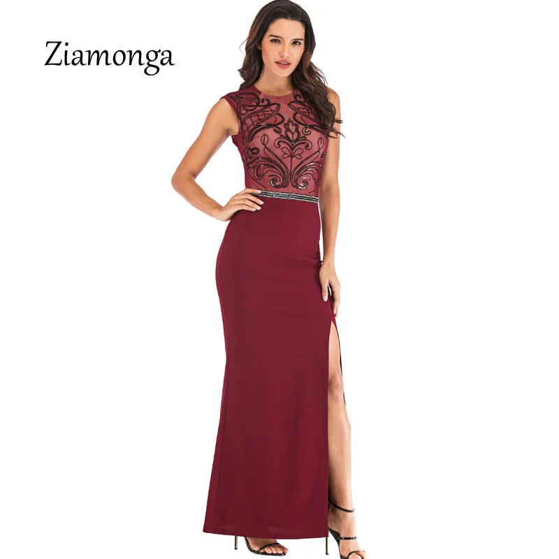 Ziamonga женское длинное платье с блестками элегантное свадебное облегающее