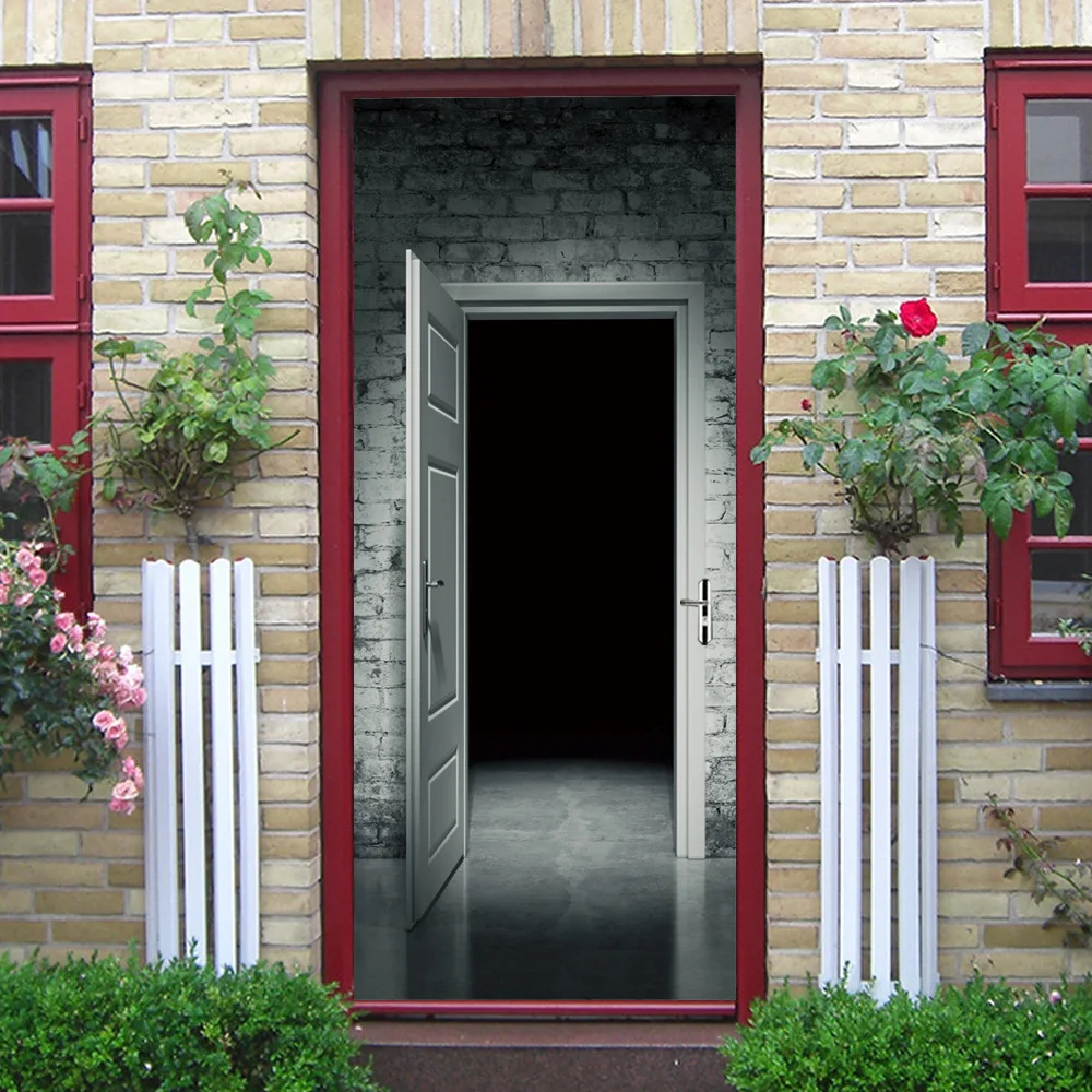 Страшная черная комната Призрак Тень сделай сам 3D дверная наклейка для ванной