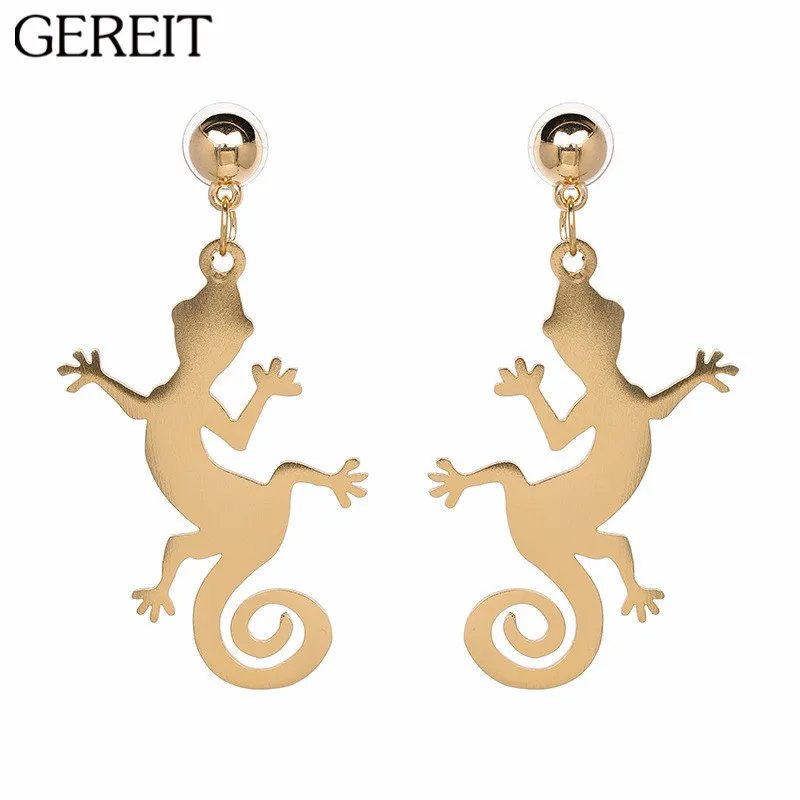 Женские массивные серьги капельки Gecko Lizard в стиле панк хип хоп из тяжелого