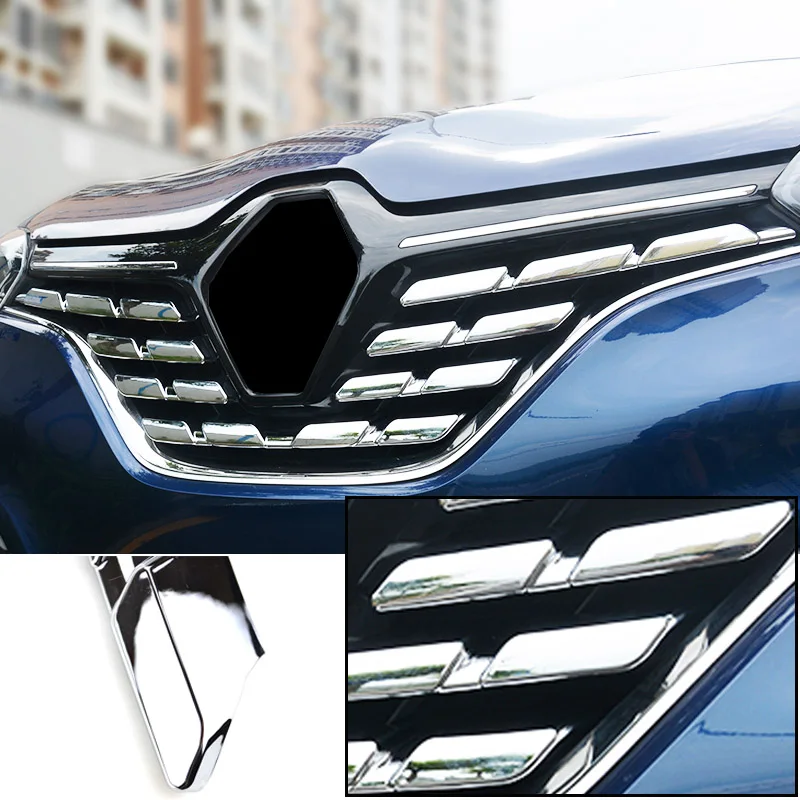 Для Renault Kadjar Хромированная передняя сетка гриль бампер крышка литья сетка протектор рамка отделка Стайлинг