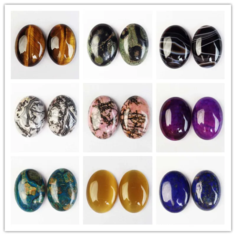 

(2pieces/lot)Wholesale Natural Mixed Stone Oval CAB CABOCHON 25x18x6mm yl061801