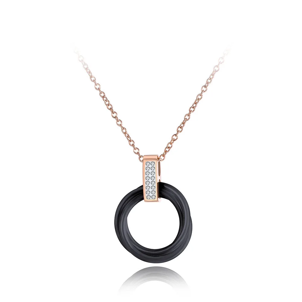 Lokaer титановая нержавеющая сталь черный/белый керамический кристалл кулон